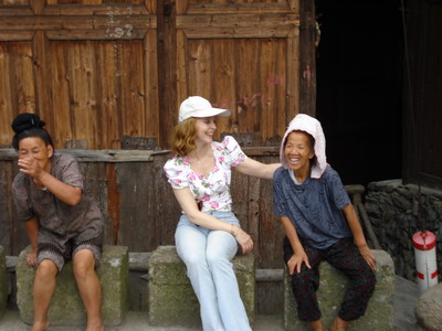 Summer 2007, Guizhou province, laughing with Miao women